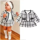 Ensemble De 2 Pièces Pour Bébés Filles,Hauts à Motif écossais Et Robe Tutu,Vêtements De Fête Formels Pour Le Printemps,6mois-1Ans