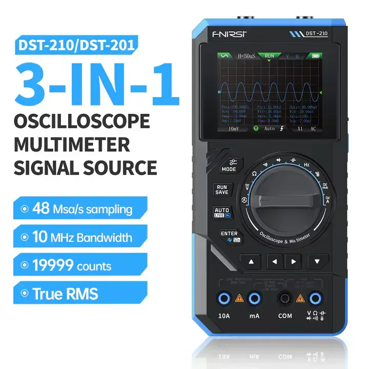 Fnirsi Dst-210 Multimètre Numérique 3 En 1 Oscilloscope Générateur De Signaux 19999 Points 10mhz/1mhz Outil Portable — image 3 sur 6