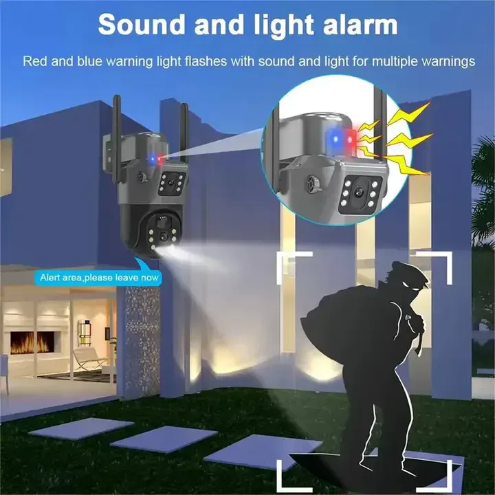 Caméra De Sécurité Wistino V380pro 6mp 4G ou Wifi, Avec Alarme Vocale, Avec Panneau Solaire