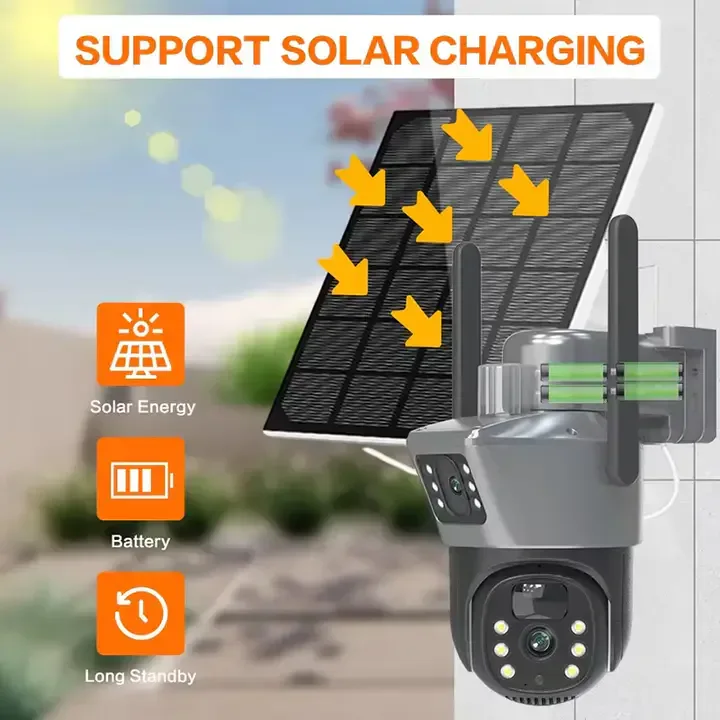 Caméra De Sécurité Wistino V380pro 6mp 4G ou Wifi, Avec Alarme Vocale, Avec Panneau Solaire — image 2 sur 6