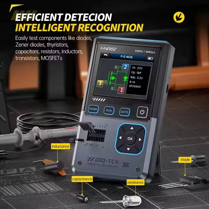 Fnirsi Dso-tc4 Oscilloscope Générateur De Signaux 3 En 1 10 Mhz 48 Msa/s Testeur De Composants électroniques