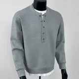 Sweat-shirt &Agrave; Manches Longues En Coton Lourd Pour Homme Avec Un Design &Agrave; Demi-patte Pour L'hiver - Buy Heavyweight Cotton Hoodie semi Open Chest S