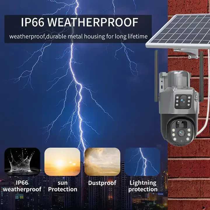 Caméra De Sécurité Wistino V380pro 6mp 4G ou Wifi, Avec Alarme Vocale, Avec Panneau Solaire