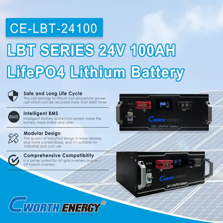 Batterie Lithium-ion 24v Lifepo4  2.5kwh, cworth energy — image 3 sur 6