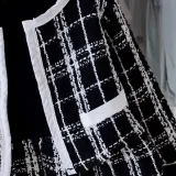 Ensemble élégant Veste Courte Et Robe Pour Filles,Motif Patchwork Doux,Vêtements Mélangés En Laine Peignée