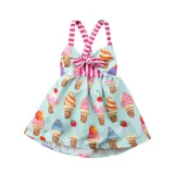 Robe Pour Fille à Bretelles Imprimées Crème Glacée,Robe Rose Mignonne Pour Enfant 9mois à 1an,Robe Ample,Articles De Haute Qualité,