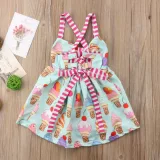 Robe Pour Fille à Bretelles Imprimées Crème Glacée,Robe Rose Mignonne Pour Enfant 9mois à 1an,Robe Ample,Articles De Haute Qualité,
