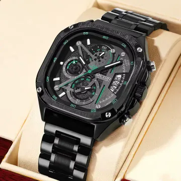 Montre Pour Homme : Bracelet En Acier Carré -