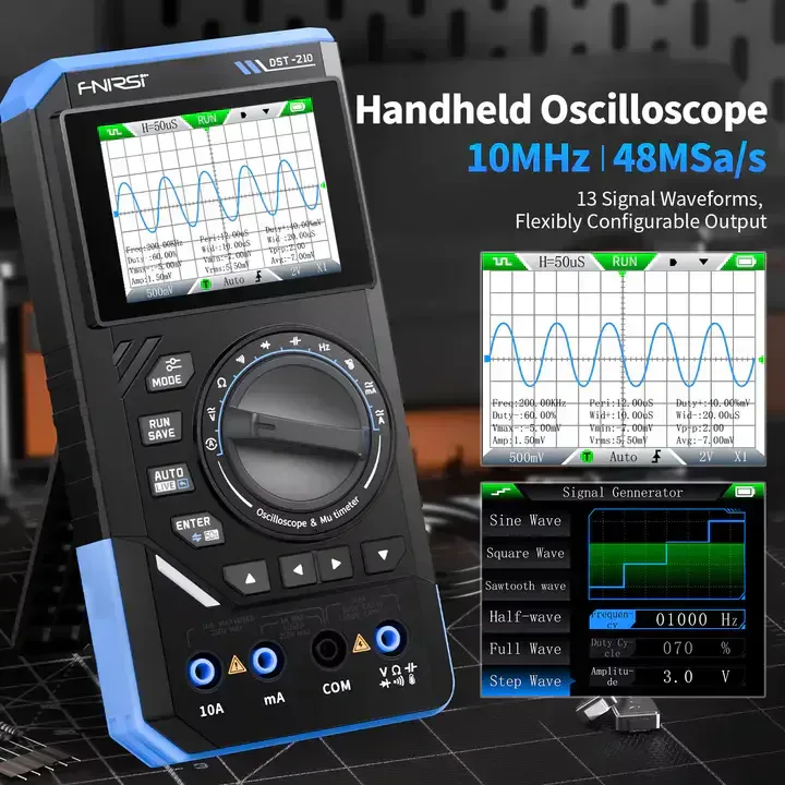 Fnirsi Dst-210 Multimètre Numérique 3 En 1 Oscilloscope Générateur De Signaux 19999 Points 10mhz/1mhz Outil Portable — image 2 sur 6