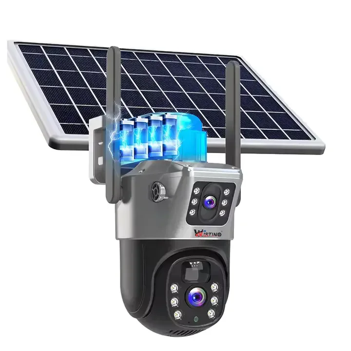 Caméra De Sécurité Wistino V380pro 6mp 4G ou Wifi, Avec Alarme Vocale, Avec Panneau Solaire