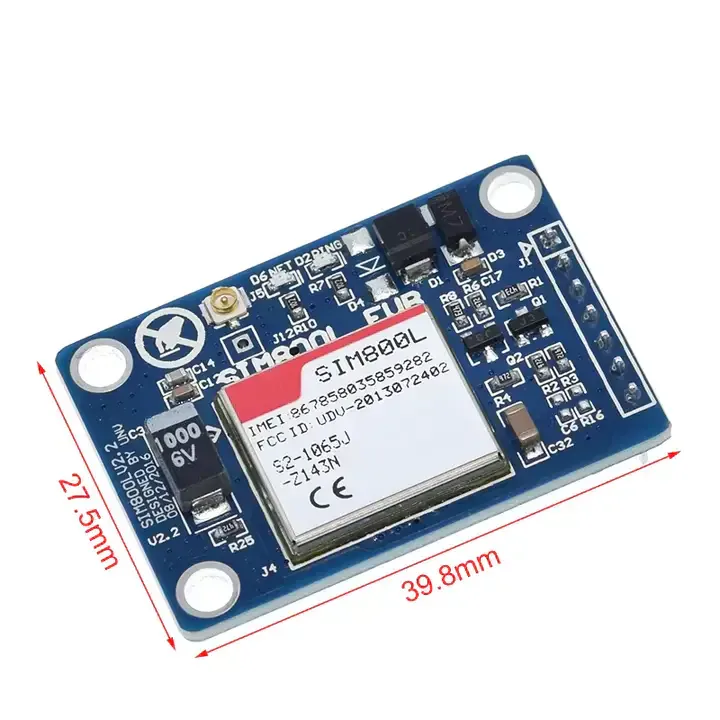 Module Gsm Gprs Sans Fil Quadri-bande Sim800L V2.0 5v Avec Antenne,Câble — image 3 sur 7