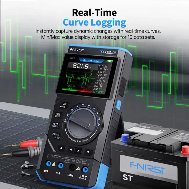 Fnirsi Dst-210 Multimètre Numérique 3 En 1 Oscilloscope Générateur De Signaux 19999 Points 10mhz/1mhz Outil Portable — image 5 sur 6