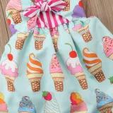Robe Pour Fille à Bretelles Imprimées Crème Glacée,Robe Rose Mignonne Pour Enfant 9mois à 1an,Robe Ample,Articles De Haute Qualité,