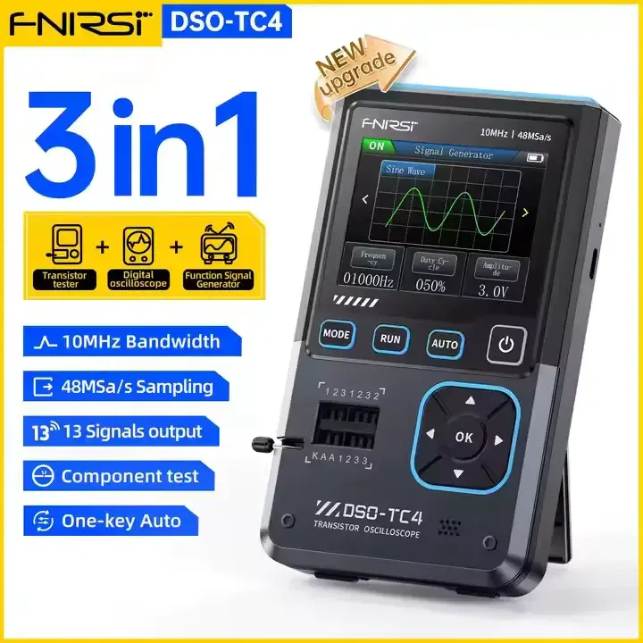 Fnirsi Dso-tc4 Oscilloscope Générateur De Signaux 3 En 1 10 Mhz 48 Msa/s Testeur De Composants électroniques — image 2 sur 6