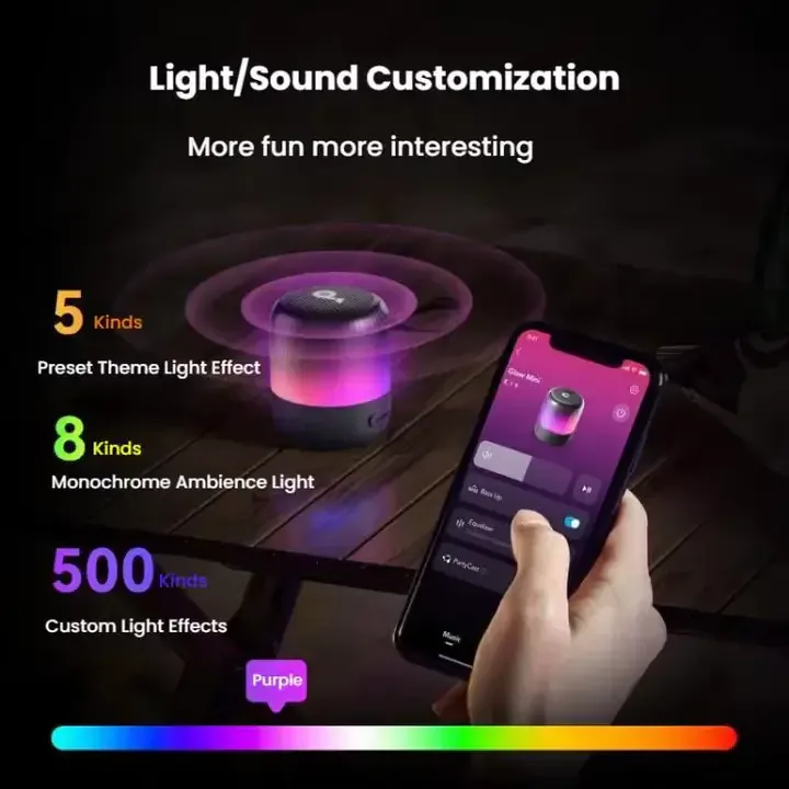 Anker A3136 Soundcore Glow Mini Neon Subwoofer,Haut-parleur Sans Fil Compact
