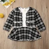 Ensemble De 2 Pièces Pour Bébés Filles,Hauts à Motif écossais Et Robe Tutu,Vêtements De Fête Formels Pour Le Printemps,6mois-1Ans