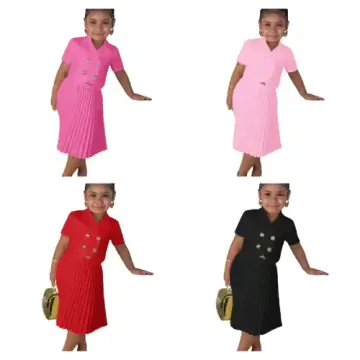 Ensemble De Vêtements Pour Filles,Jupe Plissée à Manches Courtes,Couleur Unie,Double Boutonnage,Vêtements Pour Enfants De Créateur De Mode - Buy Children Clothe