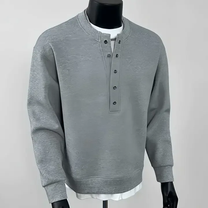 Sweat-shirt &Agrave; Manches Longues En Coton Lourd Pour Homme Avec Un Design &Agrave; Demi-patte Pour L'hiver - Buy Heavyweight Cotton Hoodie semi Open Chest S