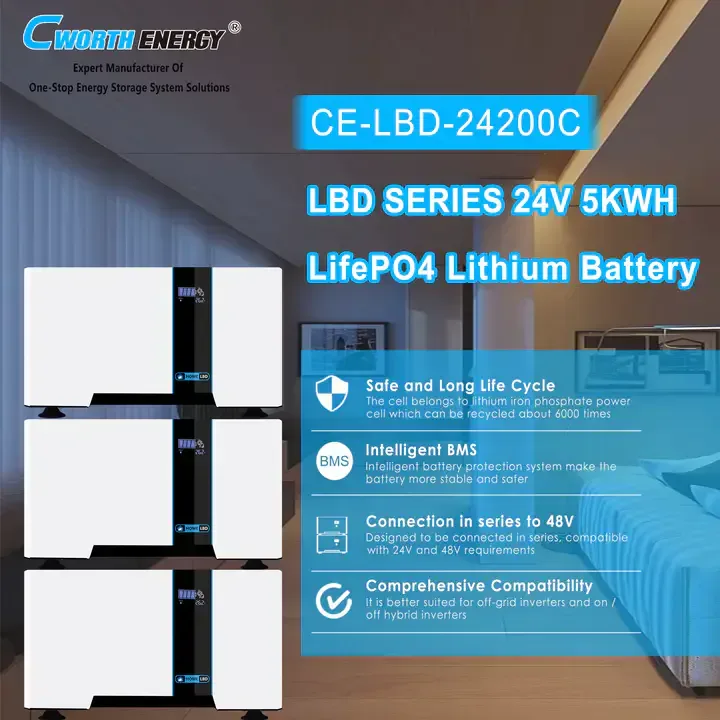 Batterie Lithium 24v Lifepo4 200ah 5kwh, Cworth Energy