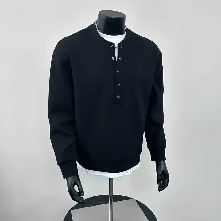 Sweat-shirt &Agrave; Manches Longues En Coton Lourd Pour Homme Avec Un Design &Agrave; Demi-patte Pour L'hiver - Buy Heavyweight Cotton Hoodie semi Open Chest S