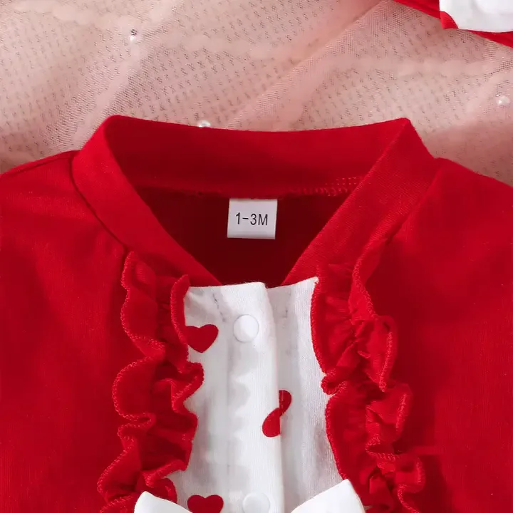 Combinaison Bébé  12-18 Mois,Manches Longues,Couleur Assortie,Adorable Nœud,Coton,Motif à Pois,Pour Ramper