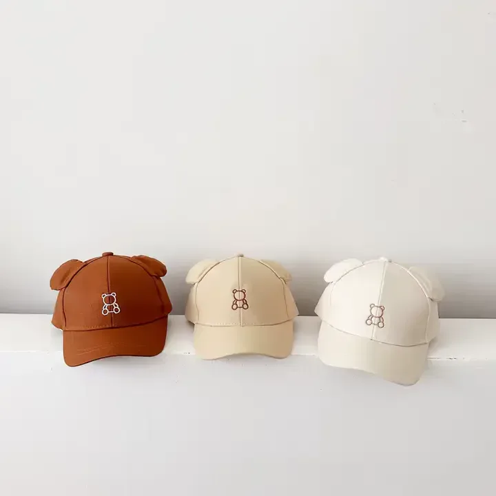 Chapeau De Baseball Pour Enfants Personnalisée Mignon Coton à Bord Incurvé Enfant En Bas âge Ours Casquette Style De Rue Tissu — image 2 sur 7