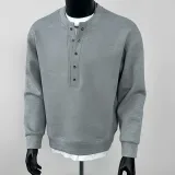 Sweat-shirt &Agrave; Manches Longues En Coton Lourd Pour Homme Avec Un Design &Agrave; Demi-patte Pour L'hiver - Buy Heavyweight Cotton Hoodie semi Open Chest S