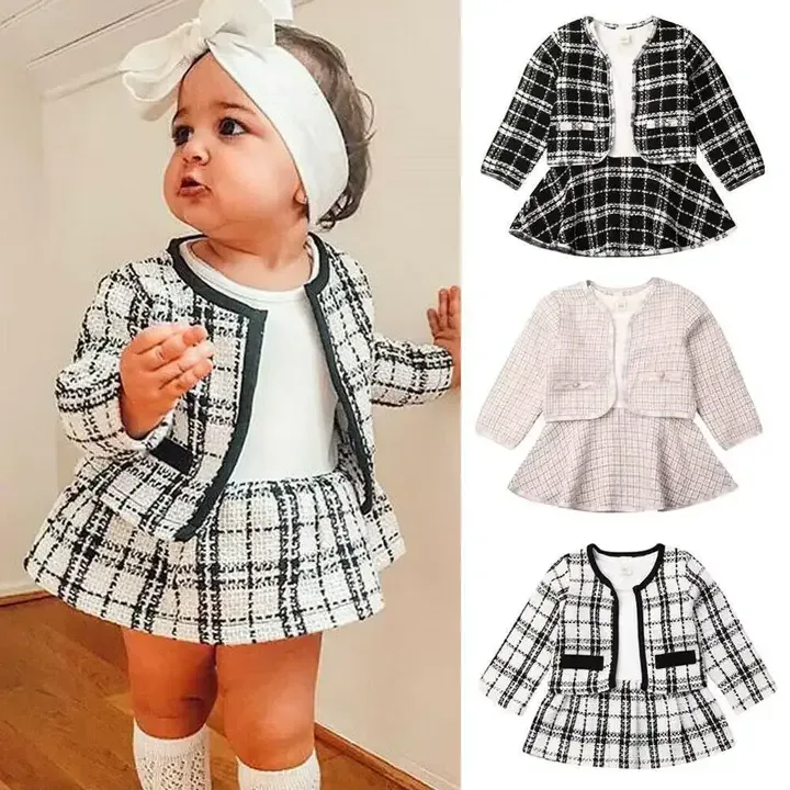 Ensemble De 2 Pièces Pour Bébés Filles,Hauts à Motif écossais Et Robe Tutu,Vêtements De Fête Formels Pour Le Printemps,6mois-1Ans — image 3 sur 7